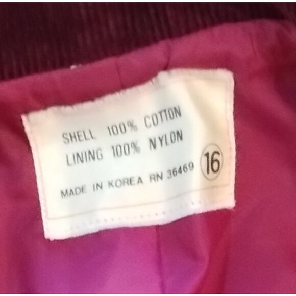 Vintage Red Thick Textured Corduroy Jacket Blazer Lined Pocketed Women’s Size 16 - Picture 4 of 8